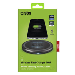 SBS TEWIRELESSUF10W chargeur d'appareils mobiles Smartphone Noir USB Recharge sans fil Charge rapide Intérieure