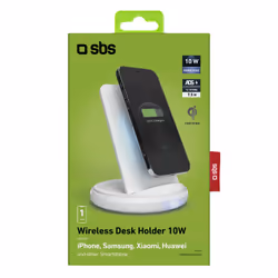 SBS TEWIRDESKQI10W chargeur d'appareils mobiles Smartphone Blanc USB Recharge sans fil Charge rapide Intérieure