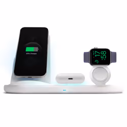 SBS TEWIRDESKQI3IN1 chargeur d'appareils mobiles Écouteurs, Smartphone, Smartwatch Blanc USB Recharge sans fil Charge rapide Intérieure