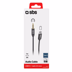 SBS TECABLE35TYCK câble audio 1 m 3,5mm USB Type-C Noir