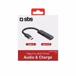 SBS TEJACKTYCCHARGK changeur de genre de câble 3.5mm USB-C Noir