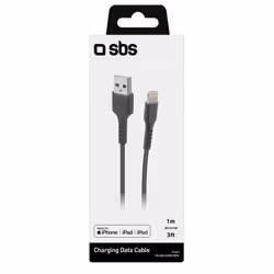 SBS TECABLEUSBIP589K câble Lightning 1 m Noir