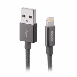 SBS TECABLEUSBIP589BDS, 1 m, Lightning, USB A, Mâle, Mâle, Argent