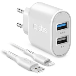 SBS TEKITTR2ULH2189A chargeur d'appareils mobiles Smartphone, Tablette Blanc Secteur Intérieure