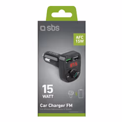 SBS TECARFM2USB chargeur d'appareils mobiles Téléphone portable Noir Allume-cigare Recharge sans fil Charge rapide Auto