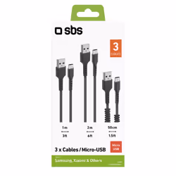 SBS TEKITMICRO3IN1K câble USB 0,5 m USB 2.0 USB A Micro-USB B Noir
