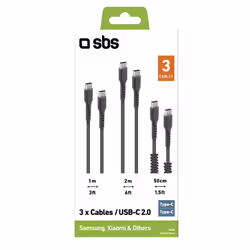SBS TEKITCC3IN1K câble USB 2 m USB 3.2 Gen 1 (3.1 Gen 1) USB C Noir