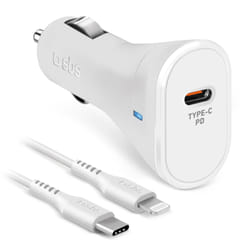 SBS TECRKITPD20LIGW chargeur d'appareils mobiles Smartphone, Tablette Blanc Allume-cigare Charge rapide Intérieure