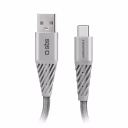 SBS TECABLEUNRETCK, 1,5 m, USB A, USB C, Argent