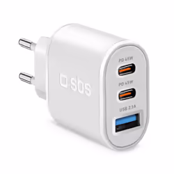 SBS TETR1USB2CPD45W, Intérieure, Secteur, 5 V, 2,1 A, Blanc