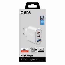 SBS TETR1USB2CPD45W chargeur d'appareils mobiles Universel Blanc Secteur Charge rapide Intérieure