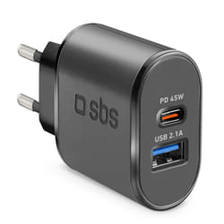 SBS TETRUSBTCPD45WK chargeur d'appareils mobiles Écouteurs, Smartphone, Tablette Noir Secteur Charge rapide Intérieure