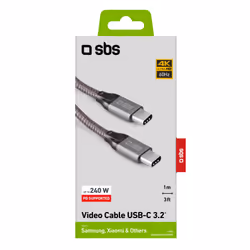 SBS TECABLETCCVIDEOW câble USB 1 m USB 3.2 Gen 1 (3.1 Gen 1) USB C Blanc