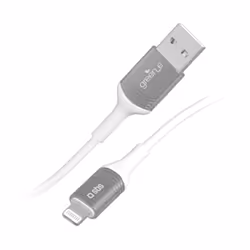 SBS GRECABLEUSBIP589W, 1,2 m, Lightning, USB A, Mâle, Mâle, Argent, Blanc