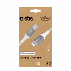 SBS GRECABLELIGTC12BW câble Lightning 1,2 m Argent, Blanc