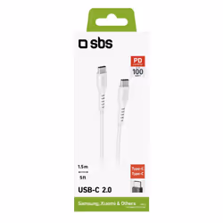 SBS TECABLE15TCC100W câble USB 1,5 m USB C Blanc