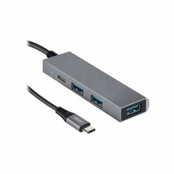 Ekon ECITHUBTC34USBIN hub & concentrateur USB 2.0 Type-C 480 Mbit/s Gris, Métallique