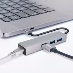 Ekon ECITHUBLAN3USBIN hub & concentrateur USB 2.0 Type-C 5000 Mbit/s Gris