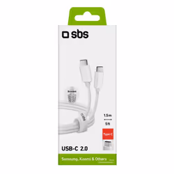 SBS TECABLETISSUETCCG câble USB 1,5 m USB 2.0 USB C Blanc