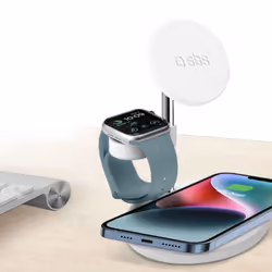 SBS TEWIRMAG3IN1 chargeur d'appareils mobiles Écouteurs, Smartphone, Smartwatch Blanc USB Recharge sans fil Charge rapide Intérieure
