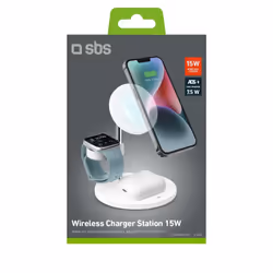 SBS TEWIRMAG3IN1 chargeur d'appareils mobiles Écouteurs, Smartphone, Smartwatch Blanc USB Recharge sans fil Charge rapide Intérieure - Vue supplémentaire 4