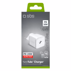 SBS TETRGAN1C20W chargeur d'appareils mobiles Écouteurs, Haut-parleur portable, Smartphone, Smartwatch, Tablette Blanc Secteur Charge rapide Intérieure
