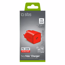 SBS TETRGAN1C20R chargeur d'appareils mobiles Écouteurs, Haut-parleur portable, Smartphone, Smartwatch, Tablette Rouge Secteur Charge rapide Intérieure