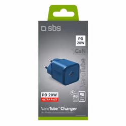 SBS TETRGAN1C20B chargeur d'appareils mobiles Écouteurs, Haut-parleur portable, Smartphone, Smartwatch, Tablette Bleu Secteur Charge rapide Intérieure