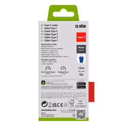 SBS TECABLETISSUETCCB câble USB 1,5 m USB 2.0 USB C Bleu
