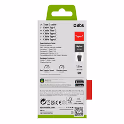 SBS TECABLETISSUETCCB câble USB 1,5 m USB 2.0 USB C Noir