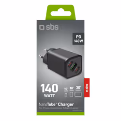 SBS TETRGANUSB2CPD140W chargeur d'appareils mobiles Universel Noir Secteur Charge rapide Intérieure