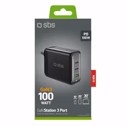 SBS TECHGSTUSB2C100W chargeur d'appareils mobiles Universel Noir Secteur Charge rapide Intérieure