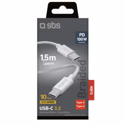 SBS TECABLETISSUETCC32G câble USB 1,5 m USB 3.2 Gen 2 (3.1 Gen 2) USB C Gris