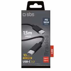 SBS TECABLETISSUETCC32K câble USB 1,5 m USB 3.2 Gen 2 (3.1 Gen 2) USB C Noir