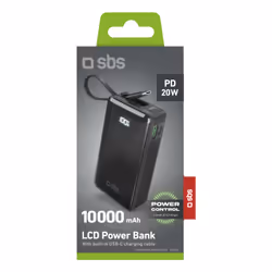 SBS TTBB10000LCDTCPD20K banque d'alimentation électrique Lithium-Ion (Li-Ion) 10000 mAh Noir - Vue supplémentaire 2