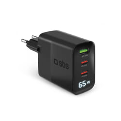 SBS TETRGANLCD1USB2C65K chargeur d'appareils mobiles Universel Noir Secteur Charge rapide Intérieure