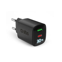 SBS TETRGANLCD1USB1C30K chargeur d'appareils mobiles Universel Noir Secteur Charge rapide Intérieure