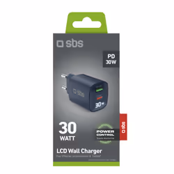 SBS TETRGANLCD1USB1C30B chargeur d'appareils mobiles Universel Bleu Secteur Charge rapide Intérieure