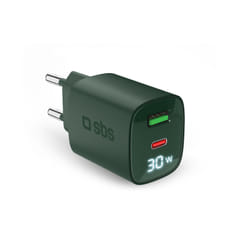 SBS TETRGANLCD1USB1C30G chargeur d'appareils mobiles Universel Vert Secteur Charge rapide Intérieure
