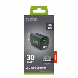 SBS TETRGANLCD1USB1C30G chargeur d'appareils mobiles Universel Vert Secteur Charge rapide Intérieure