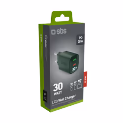 SBS TETRGANLCD1USB1C30G chargeur d'appareils mobiles Universel Vert Secteur Charge rapide Intérieure - Vue supplémentaire 4
