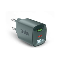 SBS TETRGANLCD1USB1C30A chargeur d'appareils mobiles Universel Bleu clair Secteur Charge rapide Intérieure