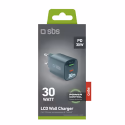 SBS TETRGANLCD1USB1C30A chargeur d'appareils mobiles Universel Bleu clair Secteur Charge rapide Intérieure