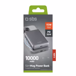 SBS TEBB10000MAGSLIM banque d'alimentation électrique 10000 mAh Recharge sans fil Gris