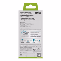 SBS TETR1CPD25LGGRS chargeur d'appareils mobiles Universel Bleu clair Secteur Charge rapide Intérieure