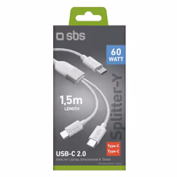 SBS TECABLETCC2IN1 câble USB 1,5 m USB C Blanc - Vue supplémentaire 2
