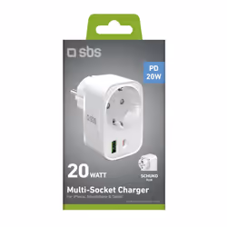 SBS TETRPLUG1USB1CPD20 chargeur d'appareils mobiles Universel Blanc Secteur Charge rapide Intérieure - Vue supplémentaire 3