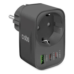 SBS TETRPLUG1USB2CPD30 chargeur d'appareils mobiles Universel Noir Secteur Intérieure