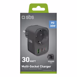 SBS TETRPLUG1USB2CPD30 chargeur d'appareils mobiles Universel Noir Secteur Intérieure - Vue supplémentaire 3