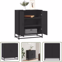 The Living Store Buffet noir 68x35x76 cm bois d'ingénierie et métal Ce buffet moderne, au look intemporel, est conçu pour êtr ...